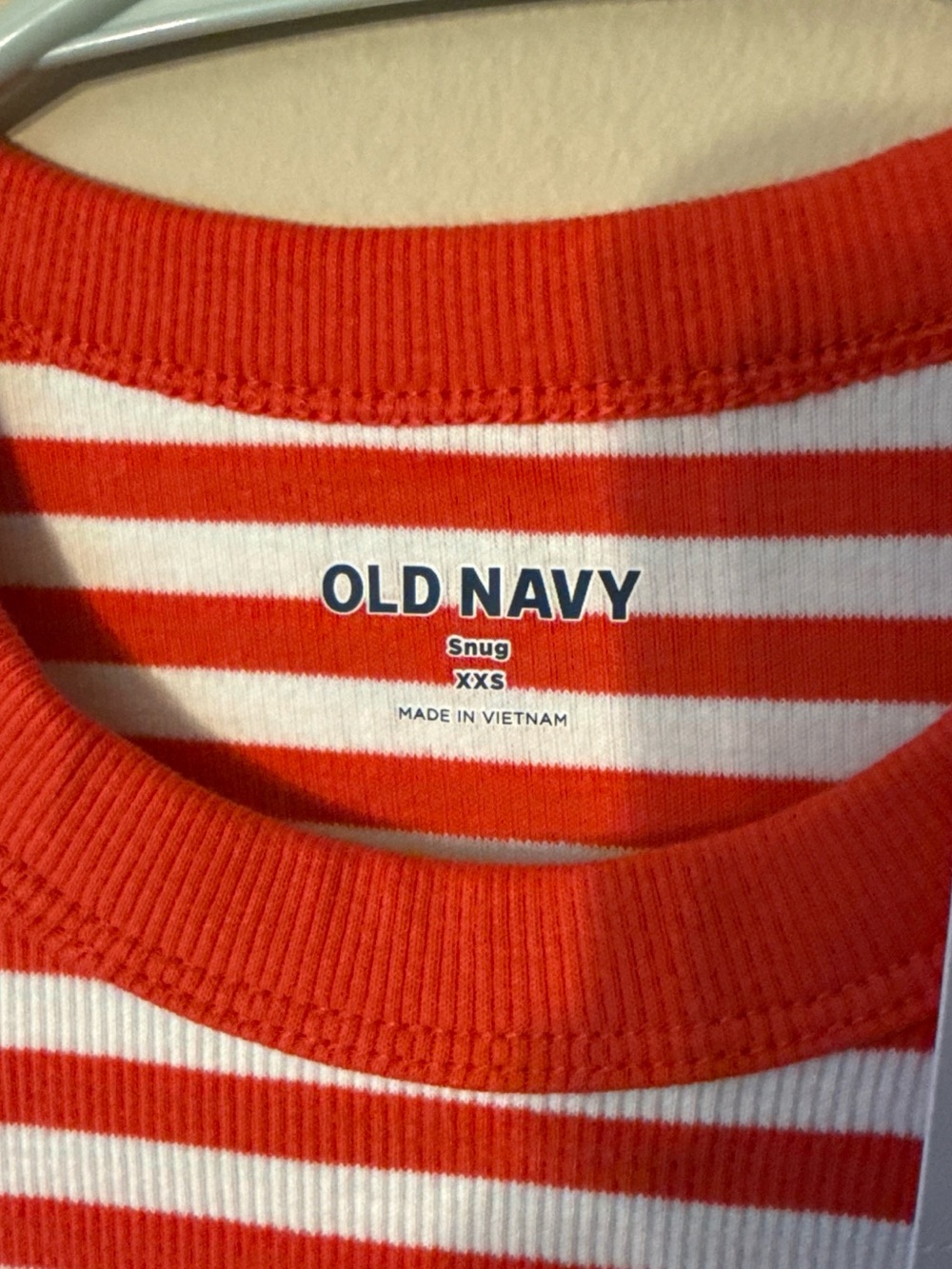 Old Navy Red and White Striped Ribbed Crew Tee - Picture 2 of 3